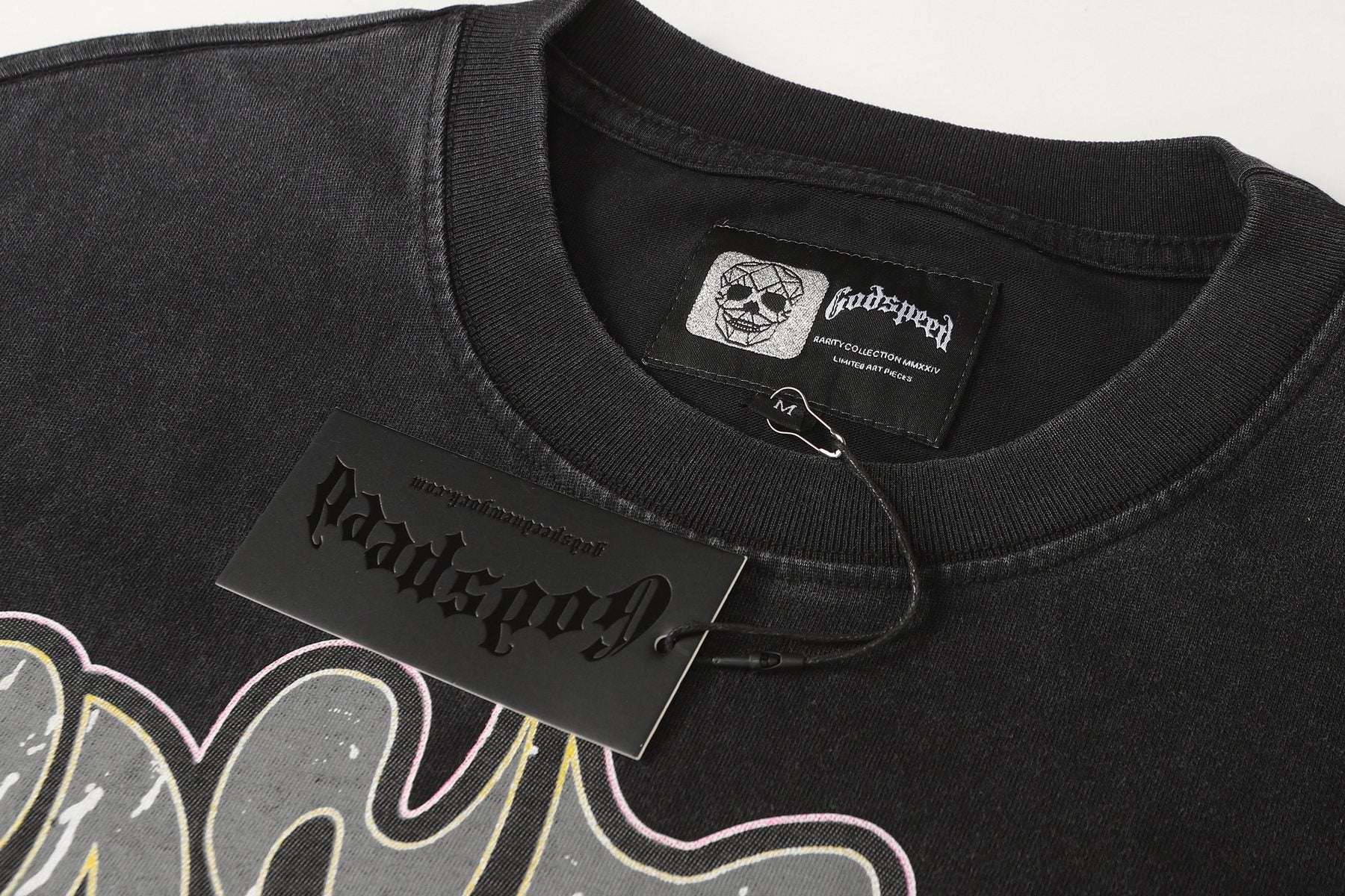 Godspeed Washed Black Graphic Long-Sleeve T-Shirt — hang_tag