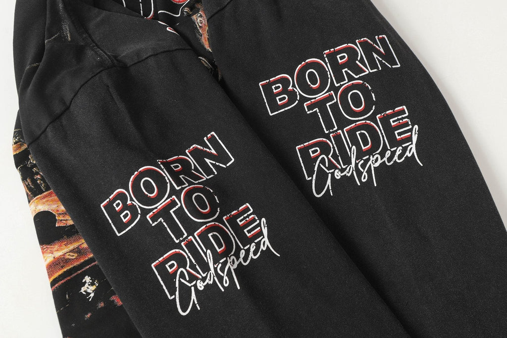 Godspeed Skull Flame Car Graphic Long-Sleeve T-Shirt — detail