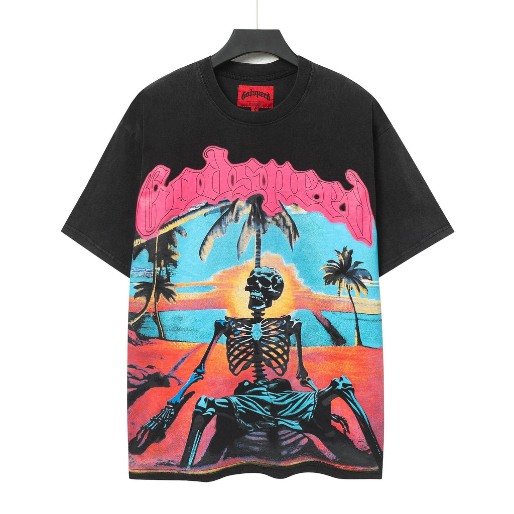 Godspeed Beach Skeleton Graphic T-Shirt — hero