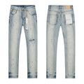 Purple Brand Light Blue Distressed Paint Splatter Jeans — hero