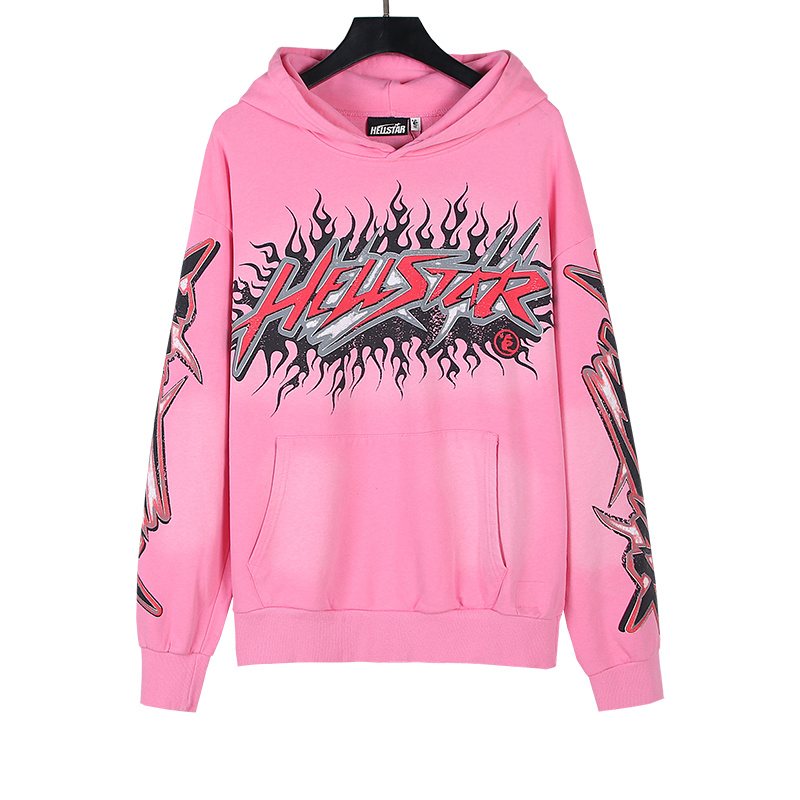Hellstar Pink Flame Graphic Hoodie — front