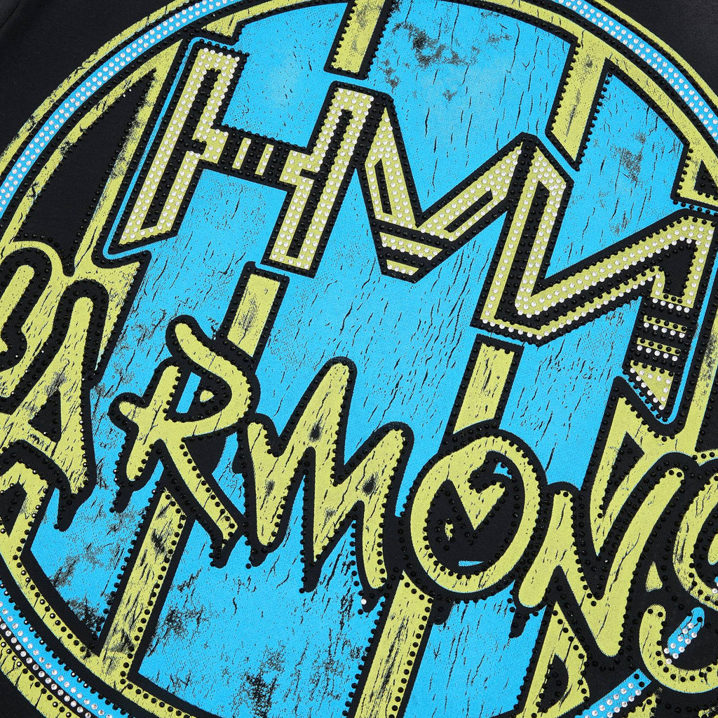 HARMONY Football Graphic Raw-Edge T-Shirt — detail