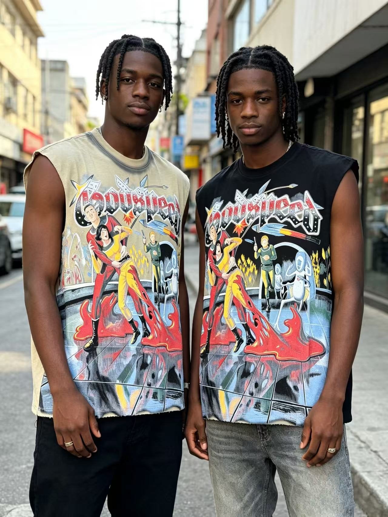 Godspeed Rhinestone Washed Sleeveless T-Shirt — context