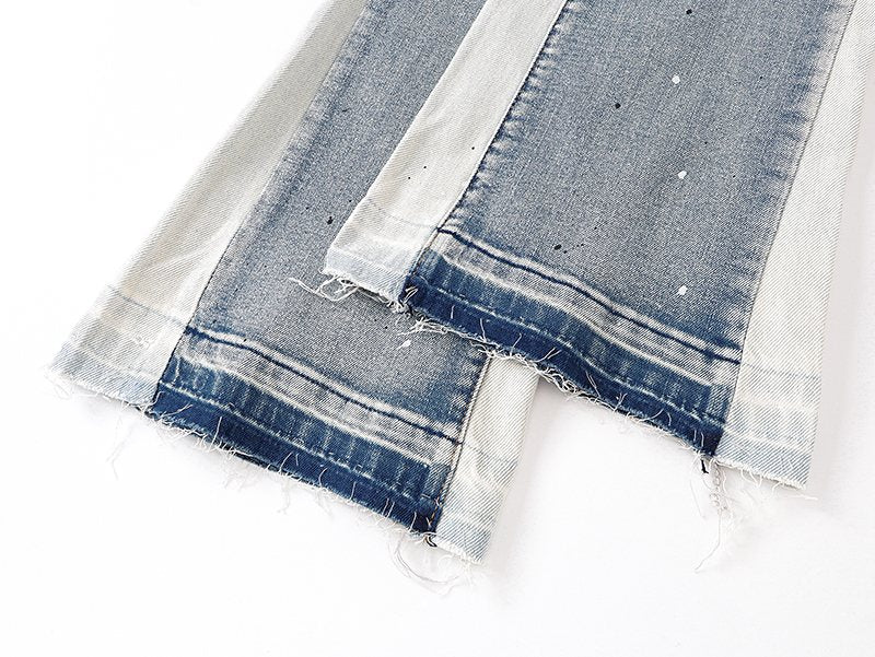 Purple Brand Light Blue Paint-Splatter Distressed Jeans — detail