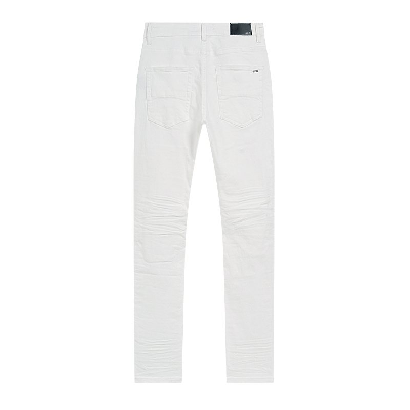 AMIRI White Distressed Ribbed Panel Jeans — back