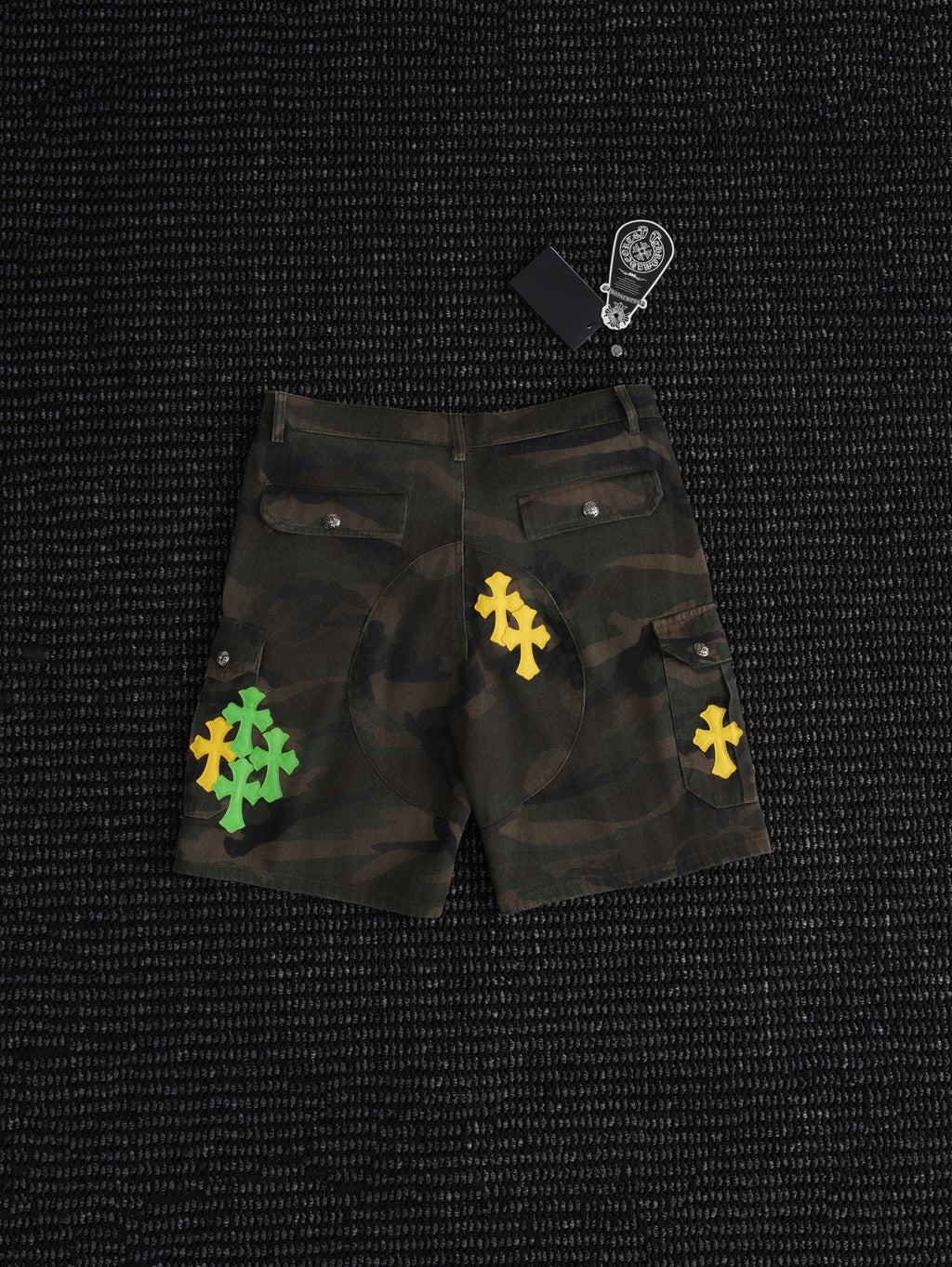 Chrome Hearts Camouflage Cross Patch Cargo Shorts — front