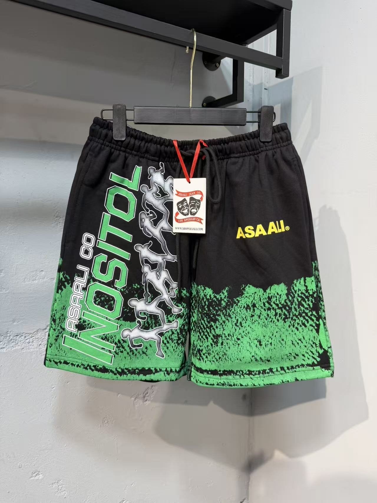 ASAALL Black Multicolor Graphic Shorts — context