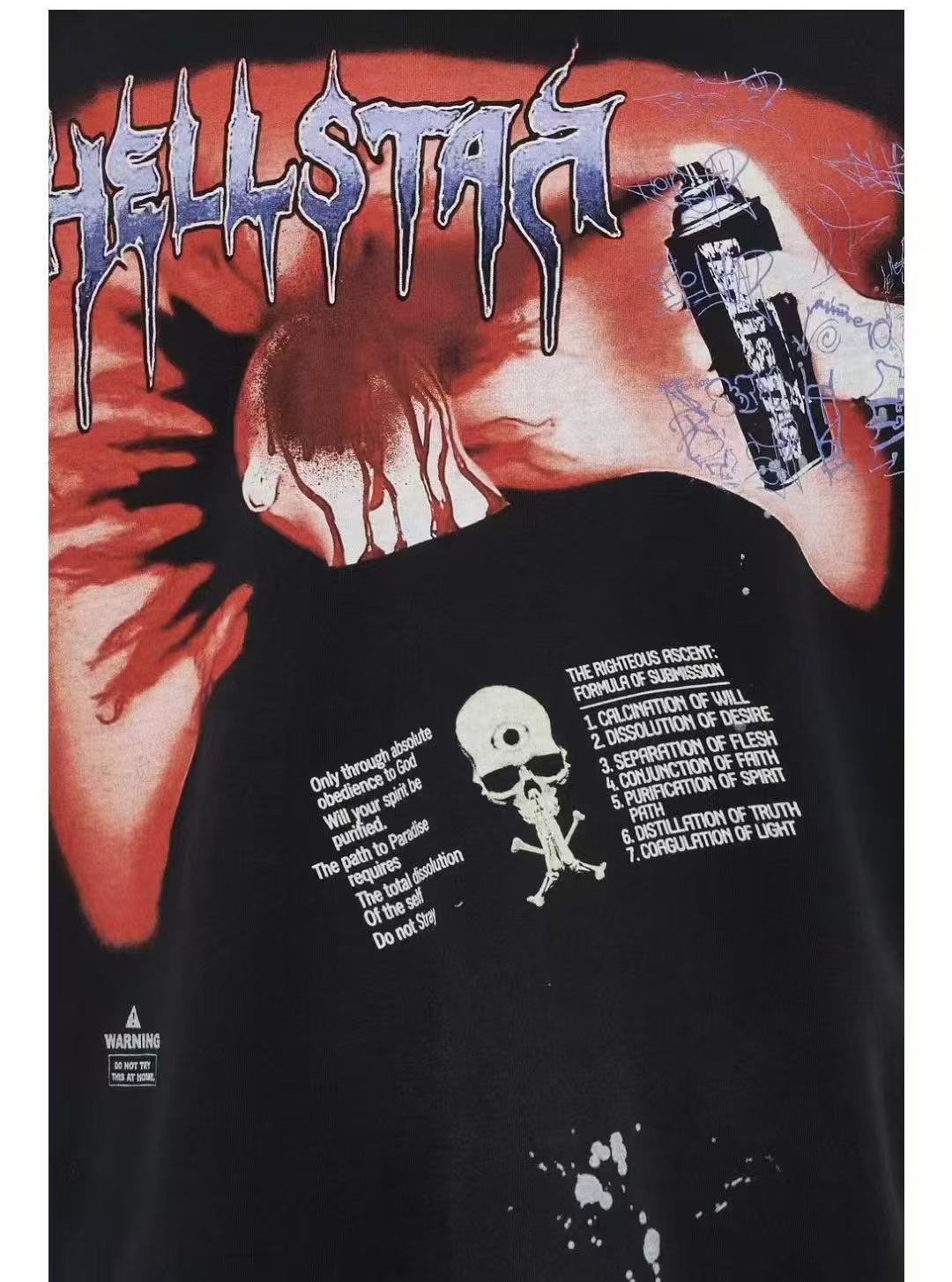 Hellstar Washed Black Front & Back Graphic T-Shirt — detail